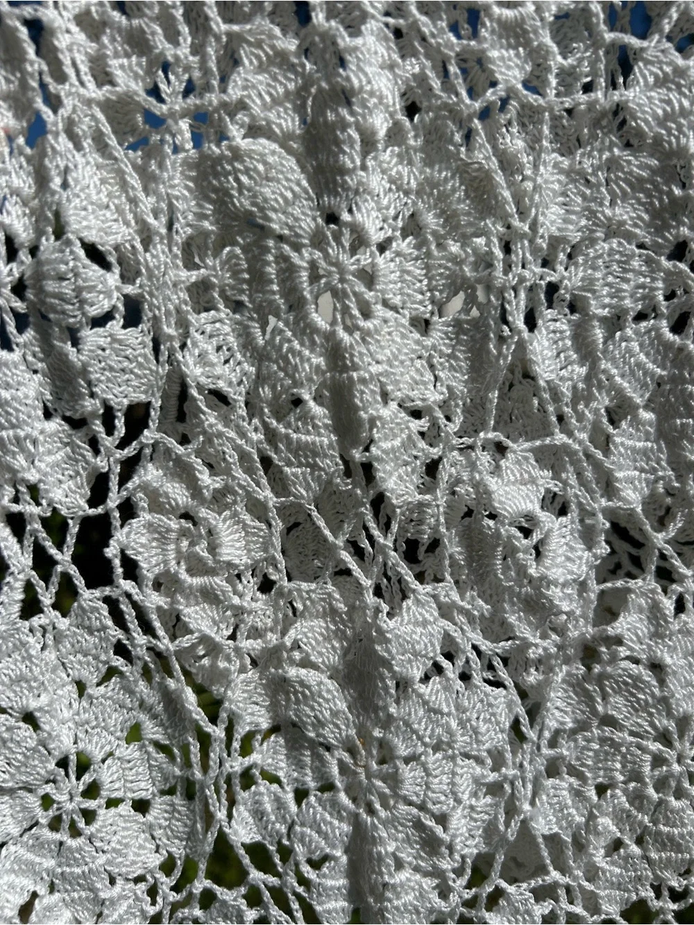 Vintage Bedspread Handmade White Crochet Lace Coverlet Tablecloth 58x79